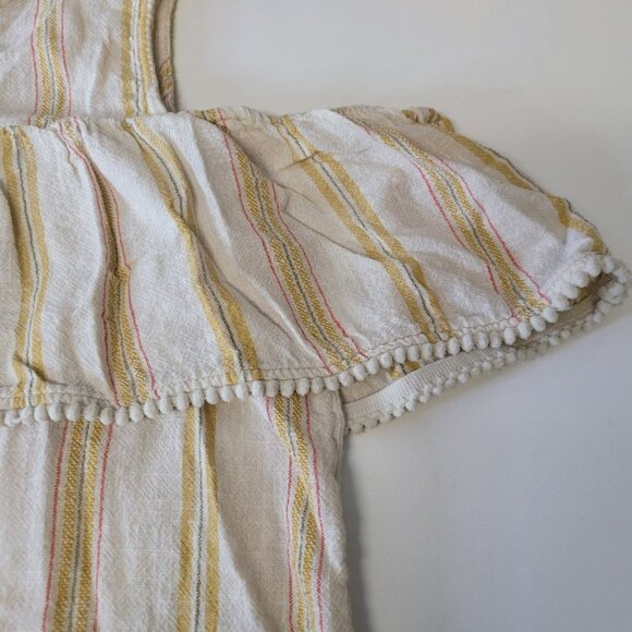 LC Lauren Conrad Cold Shoulder Peek a Boo Yellow Vertical Stripe Womens Large - Picture 6 of 10